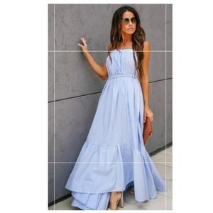 Women's blue strapless maxi
